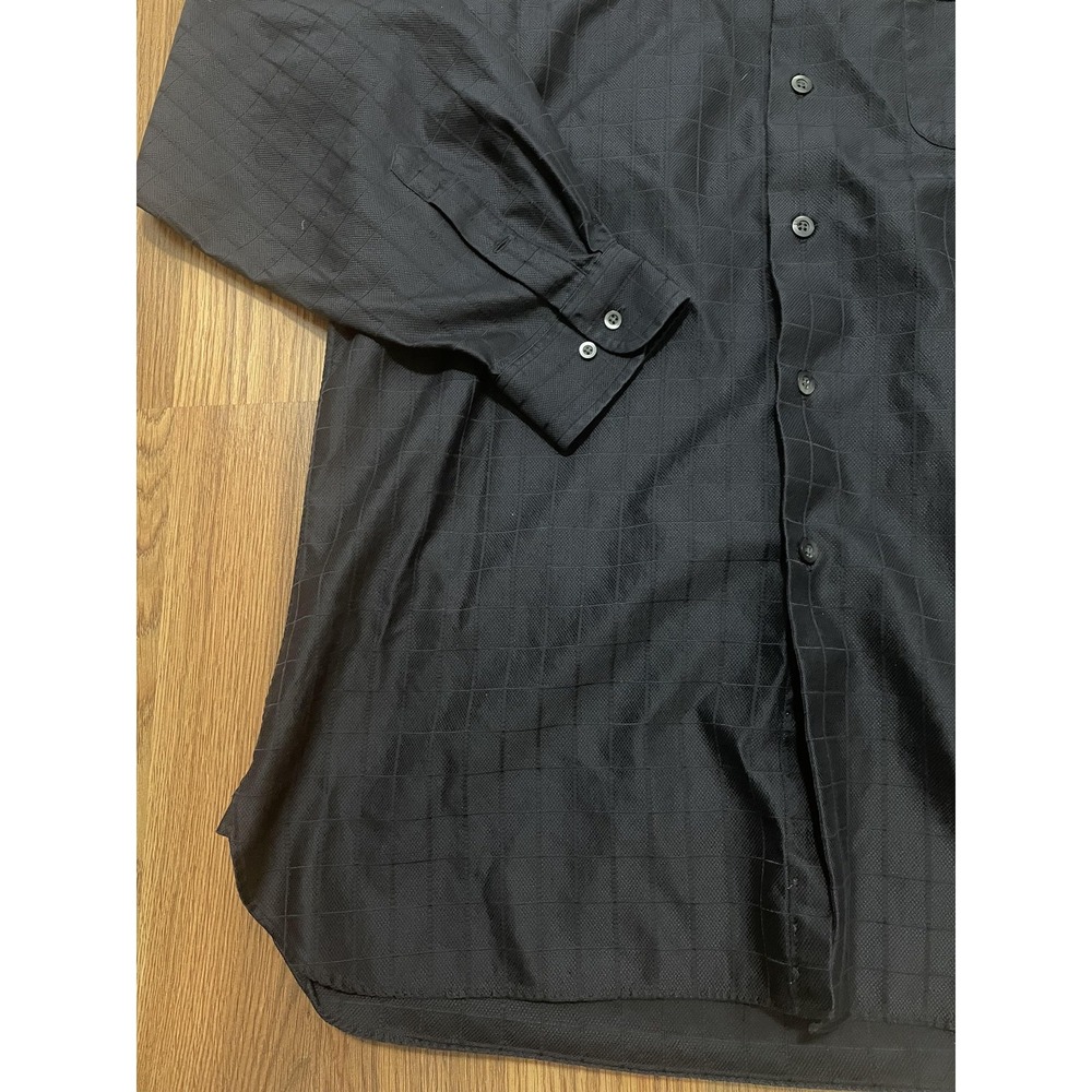 John W Nordstrom Shirt Mens Large Classic Fit Black Check Long Sleeve - Picture 8 of 12